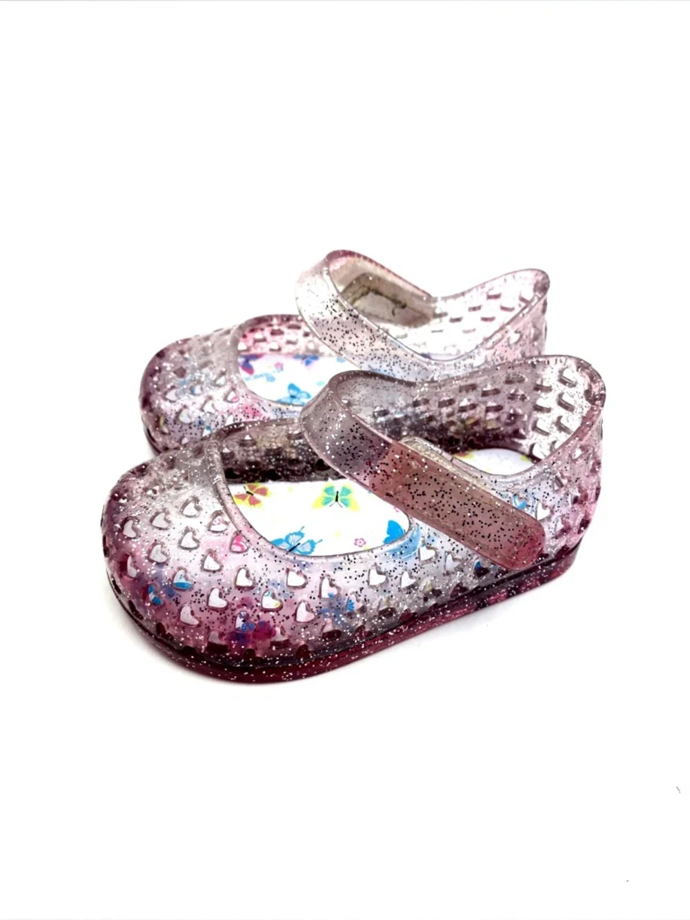 Wonder Nation Baby Sandals Size 2 Girls Jelly Shoes Adjustable Butterfly Rubber